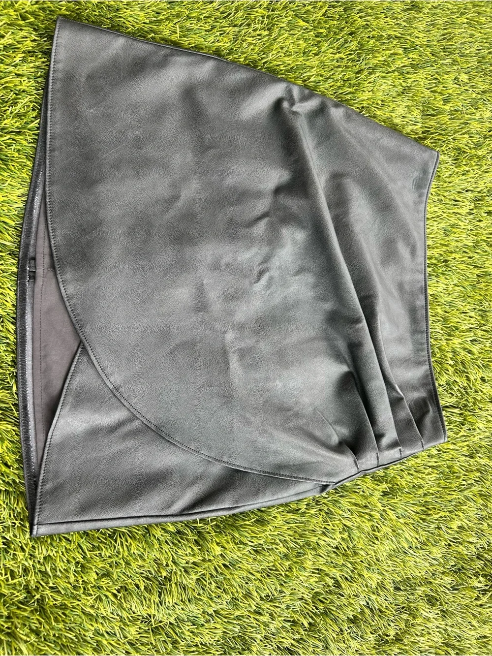 Abercrombie & Fitch Black Faux Leather Wrap Mini Skirt